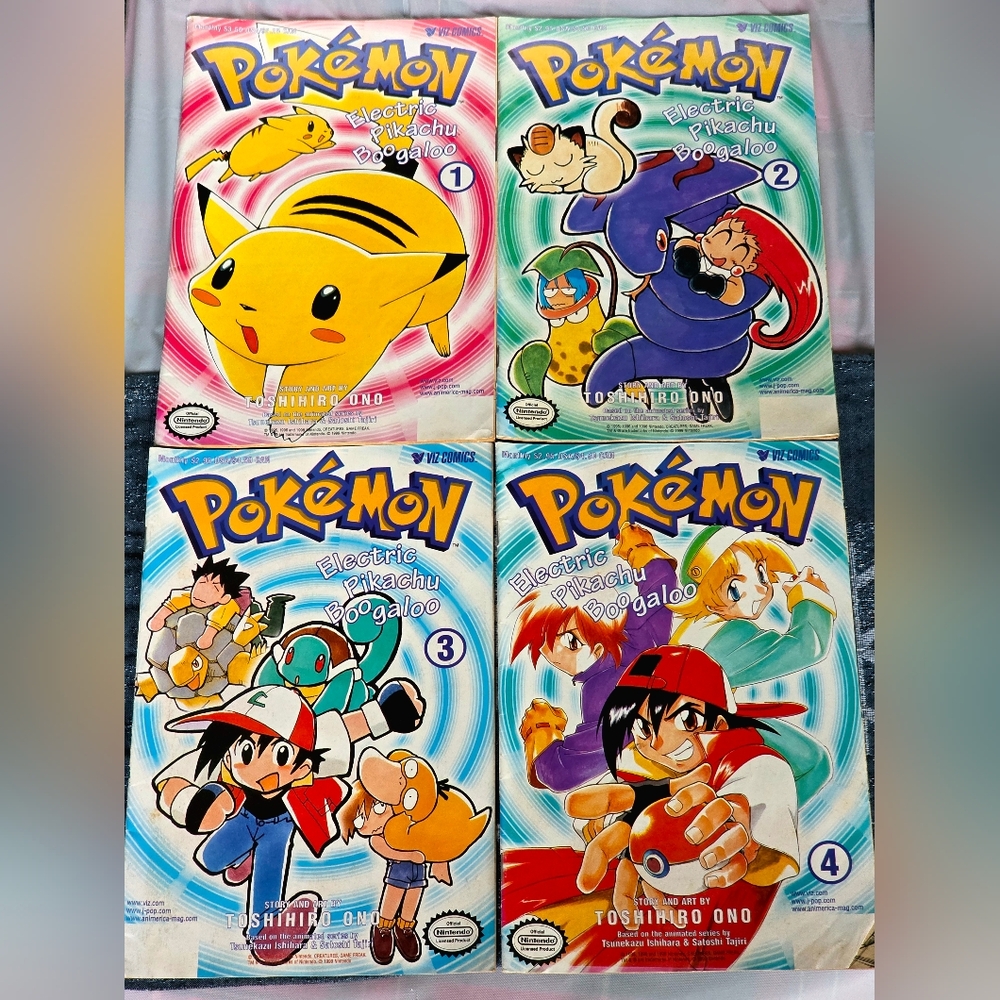 1999 Pokemon Electric Pikachu Boogaloo By Viz Comics, Complete Set, Vol 1-4